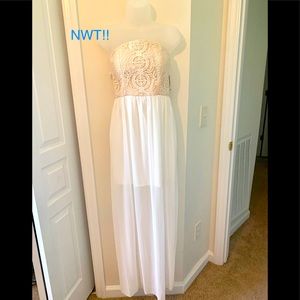 NWT Giani Bini Cream Strapless Midi Dress | Small